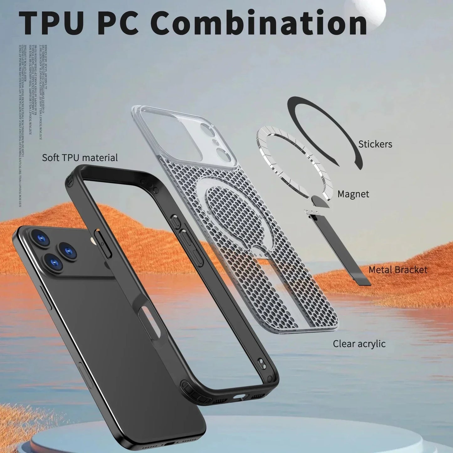 Magnetic Case Anti-drop Heat Dissipation Protective Cover for iPhone 17/ 16 /15 /14