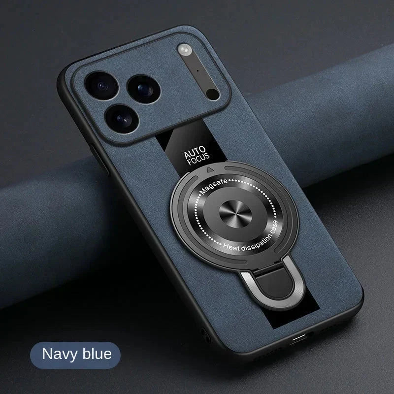 Matte Fiber For Magsafe Case  Magnetic Ring Stand Shockproof Cover For iPhone 17 /16 /15 /14