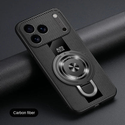 Matte Fiber For Magsafe Case  Magnetic Ring Stand Shockproof Cover For iPhone 17 /16 /15 /14